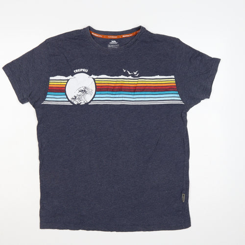 Trespass Mens Blue M Quick Dry Beach Graphic Stripe T-Shirt