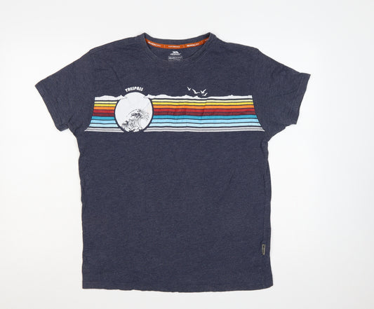 Trespass Mens Blue M Quick Dry Beach Graphic Stripe T-Shirt