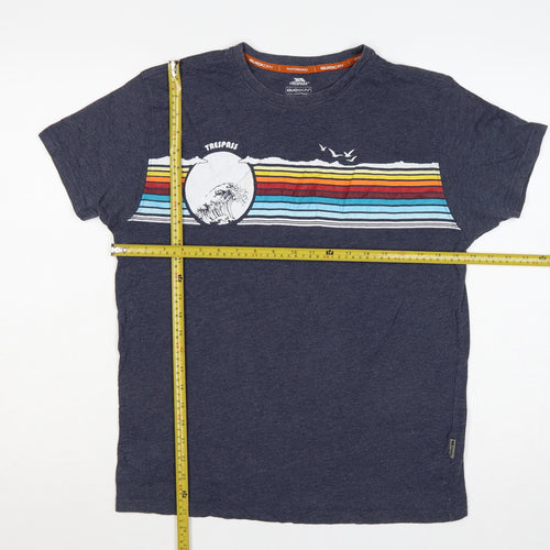 Trespass Mens Blue M Quick Dry Beach Graphic Stripe T-Shirt