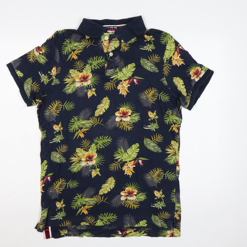 Superdry Men’s Multicoloured XL Hawaiian Floral Cotton Classic Polo Shirt