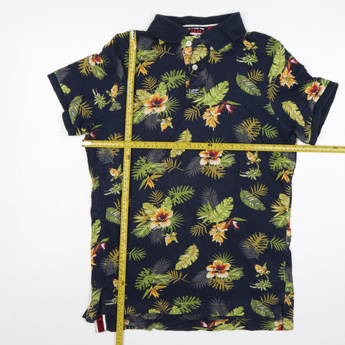 Superdry Men’s Multicoloured XL Hawaiian Floral Cotton Classic Polo Shirt