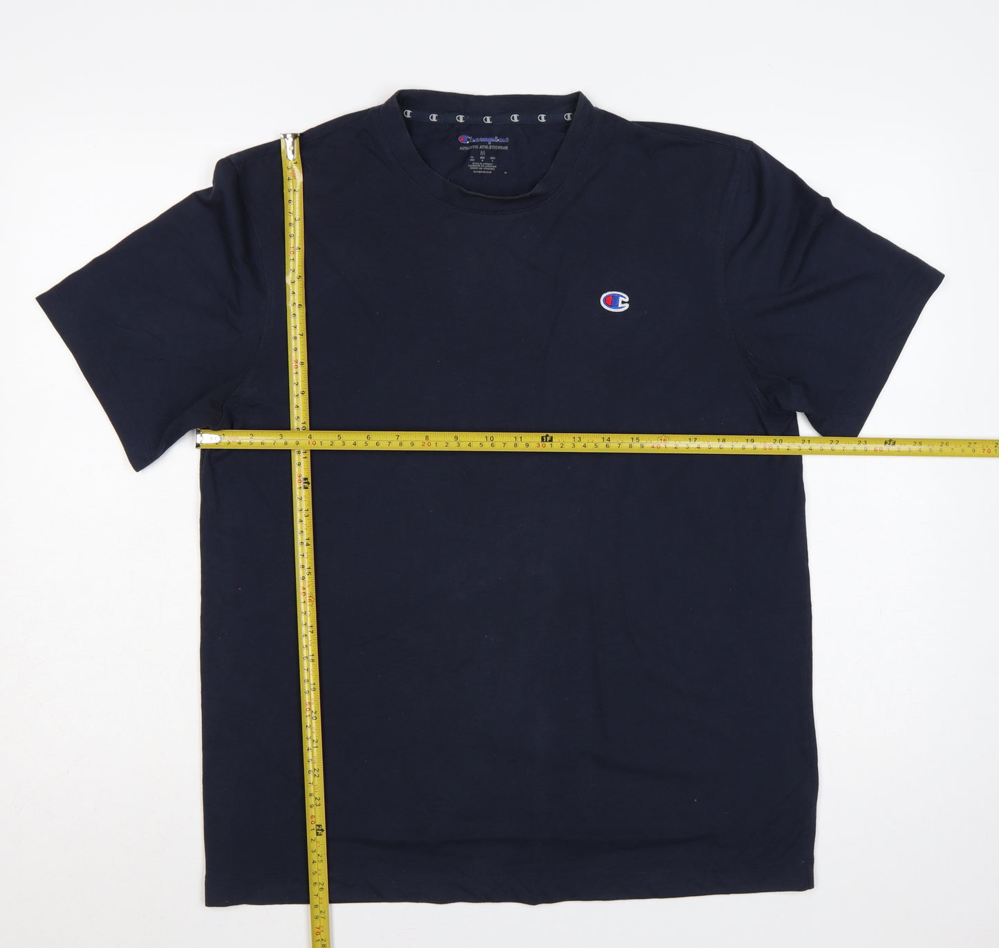 Champion Men’s Blue M Athletic Logo Short Sleeve Crew Neck T-Shirt