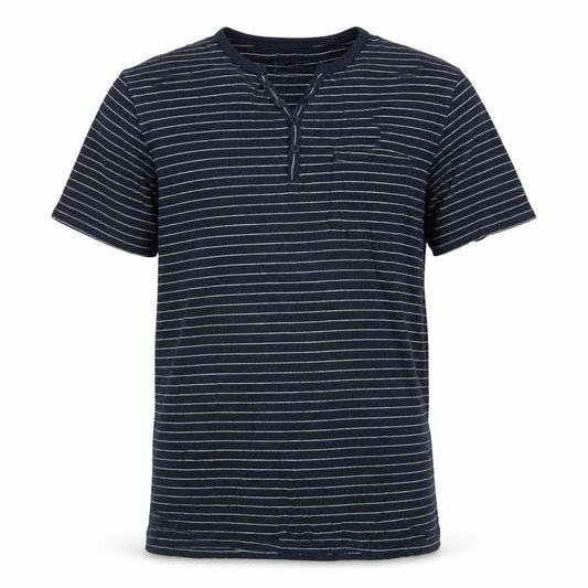 Jasper Conran Men’s Blue Striped Henley T-Shirt Size L Pocket
