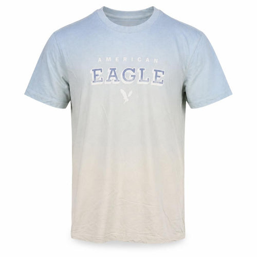 American Eagle Men’s S Blue Cream College Logo Graphic T-Shirt