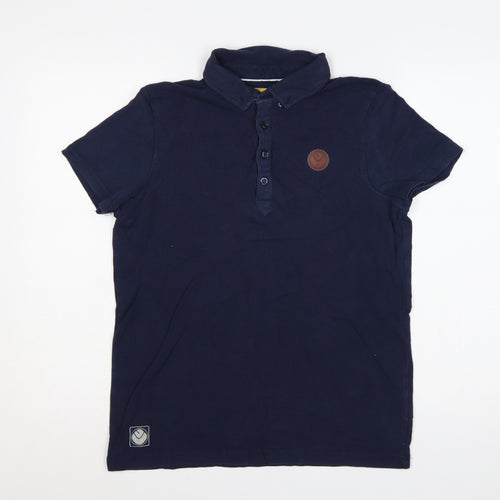 Leeds United FC Men’s Blue Cotton Polo Shirt M Short Sleeve Logo