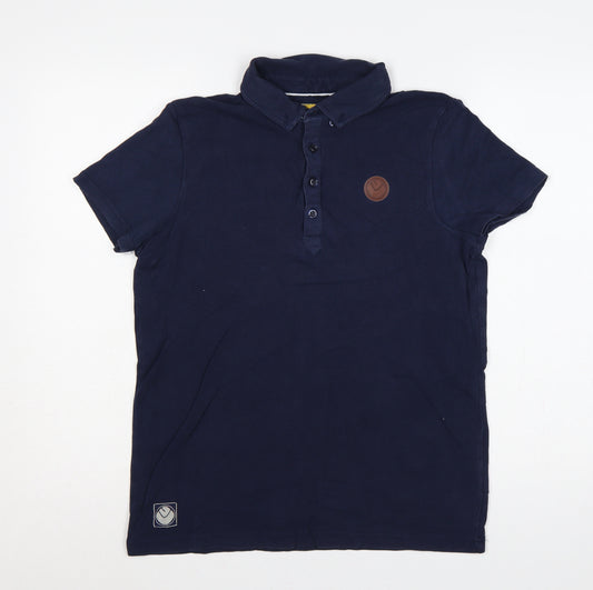 Leeds United FC Men’s Blue Cotton Polo Shirt M Short Sleeve Logo