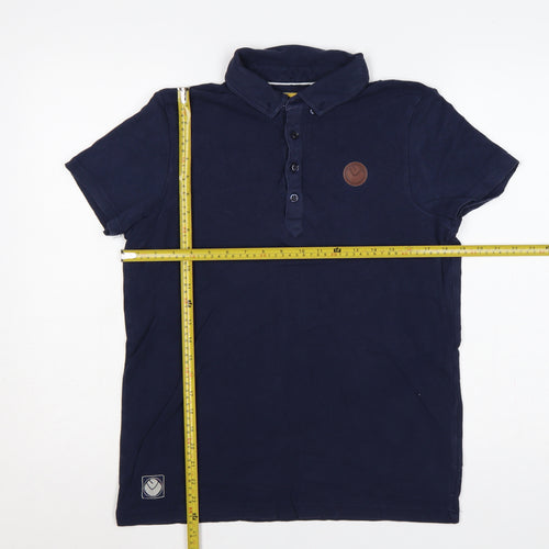 Leeds United FC Men’s Blue Cotton Polo Shirt M Short Sleeve Logo