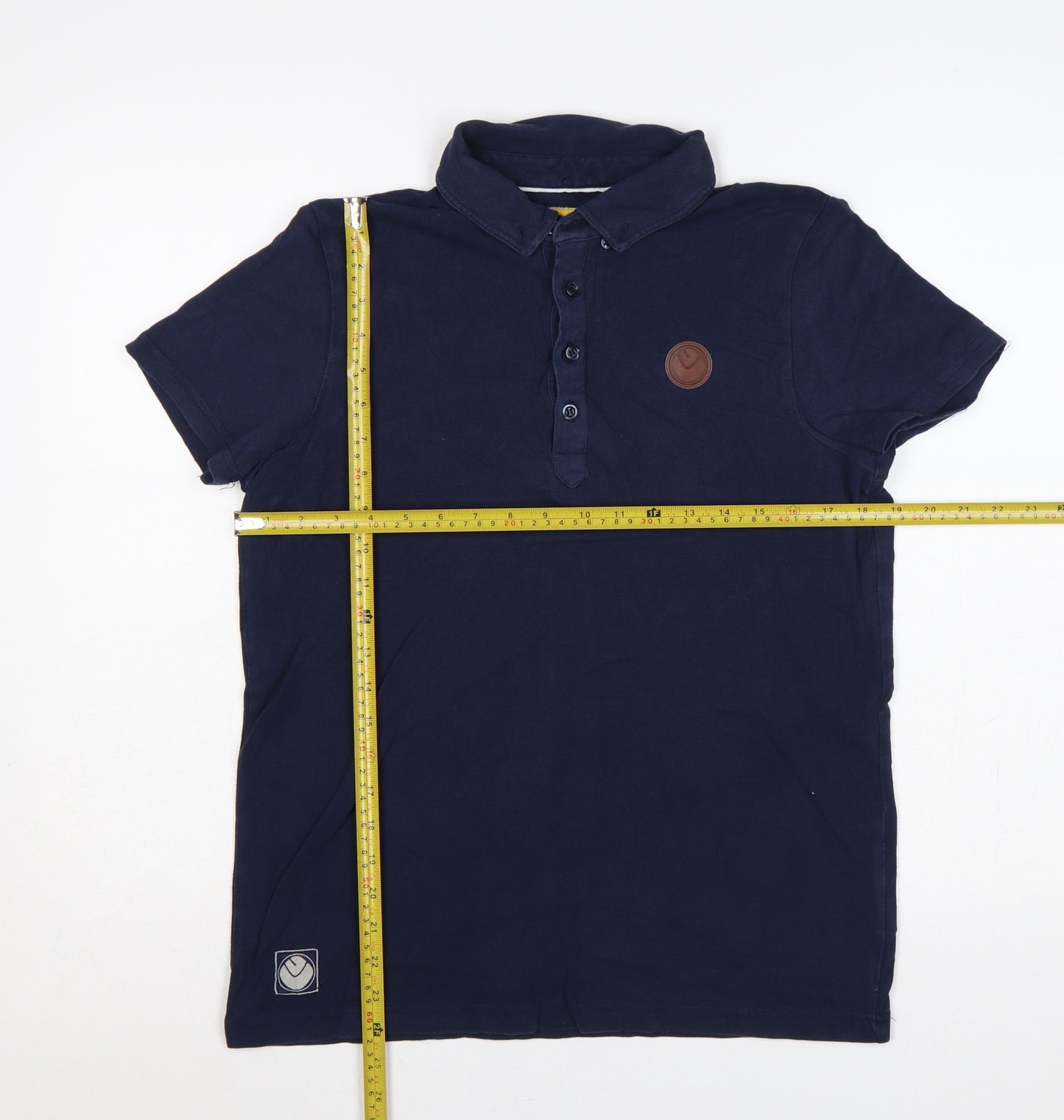 Leeds United FC Men’s Blue Cotton Polo Shirt M Short Sleeve Logo