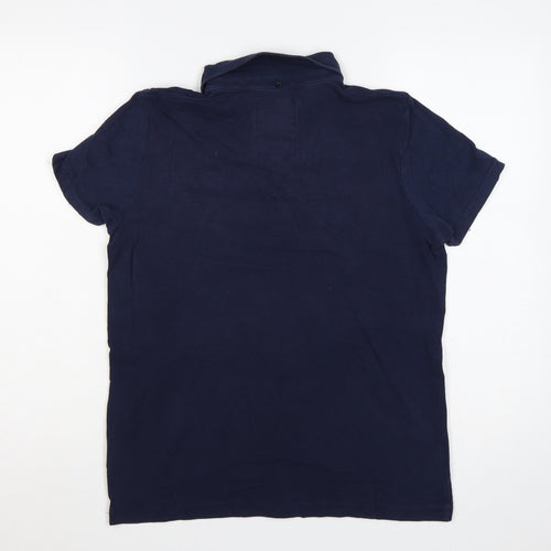Leeds United FC Men’s Blue Cotton Polo Shirt M Short Sleeve Logo