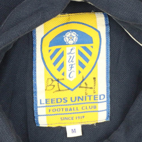 Leeds United FC Men’s Blue Cotton Polo Shirt M Short Sleeve Logo