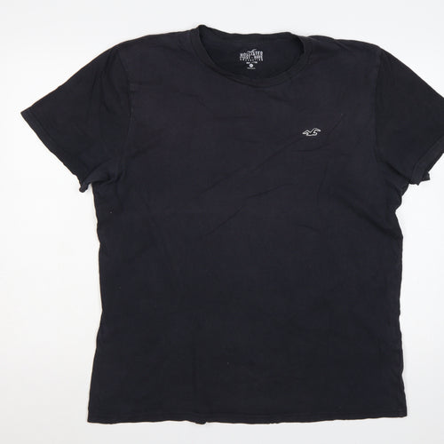 Hollister Men Black XL Must-Have Logo Crew Neck Cotton T-Shirt