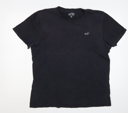 Hollister Men Black XL Must-Have Logo Crew Neck Cotton T-Shirt