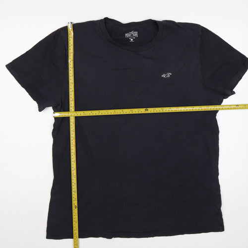 Hollister Men Black XL Must-Have Logo Crew Neck Cotton T-Shirt