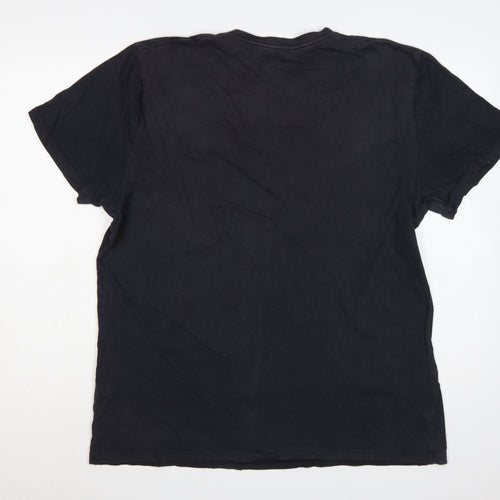 Hollister Men Black XL Must-Have Logo Crew Neck Cotton T-Shirt