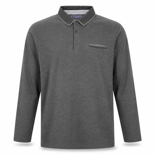 Burton Menswear London Men’s Grey XL Long Sleeve Button-Down Polo Shirt