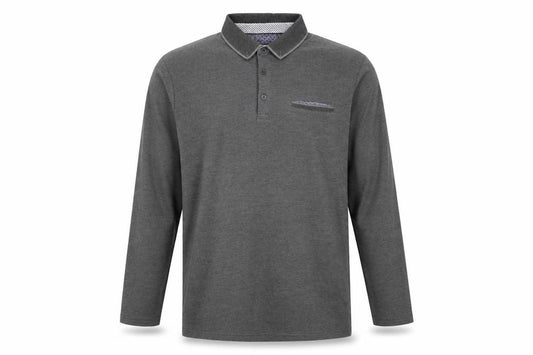 Burton Menswear London Men’s Grey XL Long Sleeve Button-Down Polo Shirt