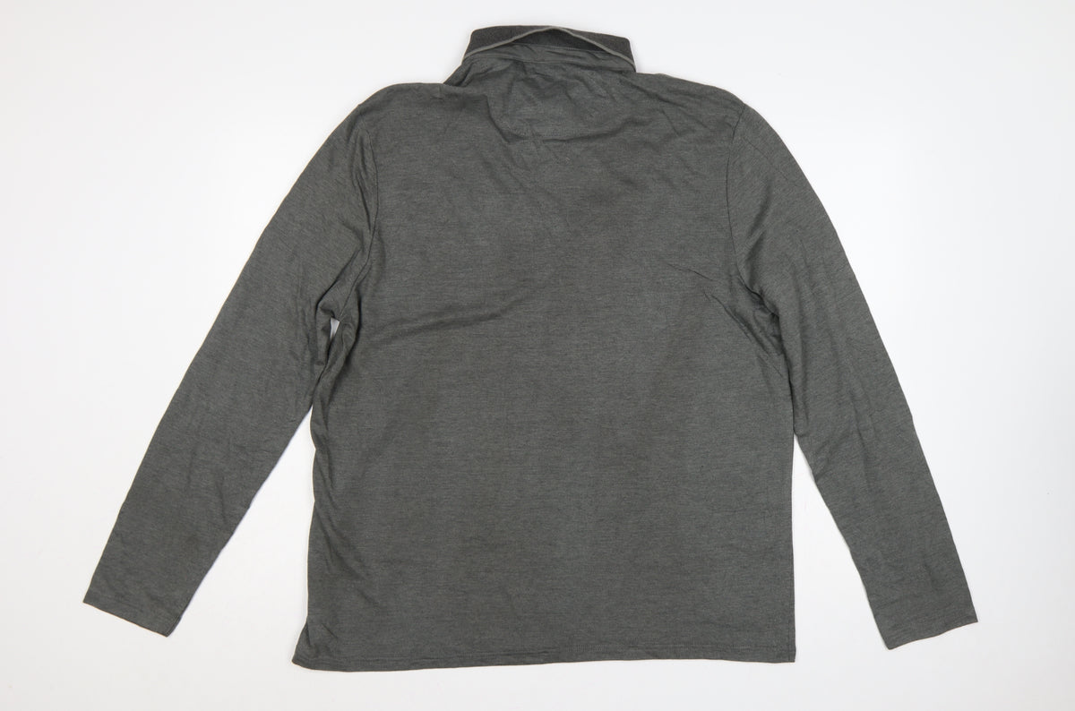 Burton Menswear London Men’s Grey XL Long Sleeve Button-Down Polo Shirt