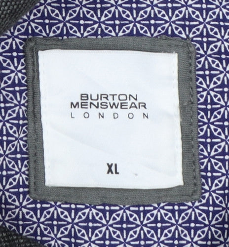 Burton Menswear London Men’s Grey XL Long Sleeve Button-Down Polo Shirt