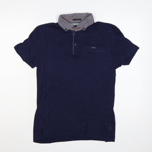 Ted Baker London Men’s Navy Blue M Short Sleeve Button-Down Polo