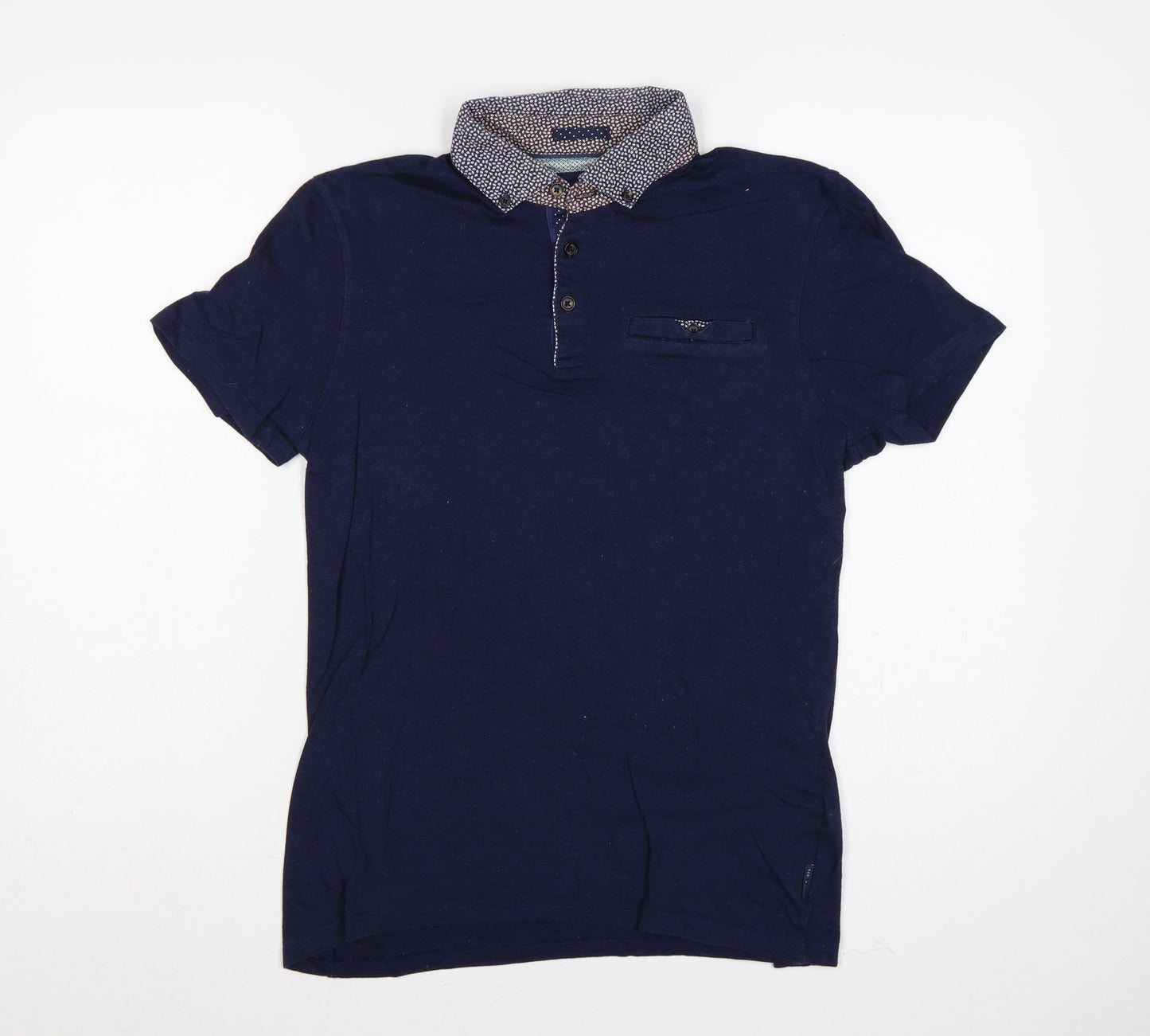 Ted Baker London Men’s Navy Blue M Short Sleeve Button-Down Polo