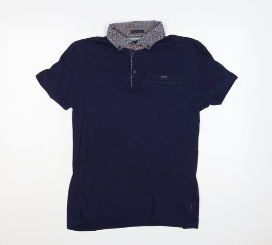 Ted Baker London Men’s Navy Blue M Short Sleeve Button-Down Polo
