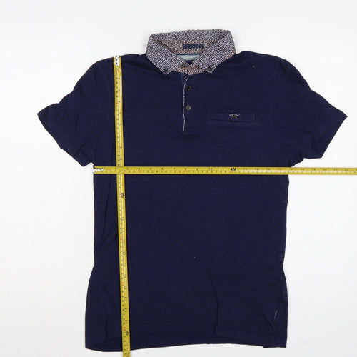 Ted Baker London Men’s Navy Blue M Short Sleeve Button-Down Polo
