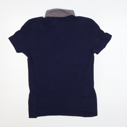 Ted Baker London Men’s Navy Blue M Short Sleeve Button-Down Polo