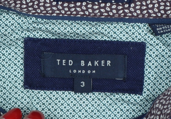 Ted Baker London Men’s Navy Blue M Short Sleeve Button-Down Polo