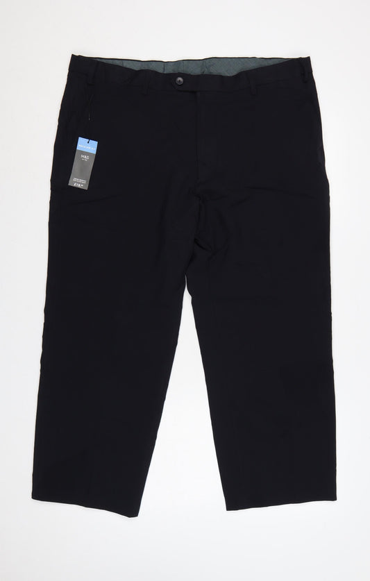 Marks and Spencer Men Blue 40 Regular Fit Formal Trousers 40W 31L