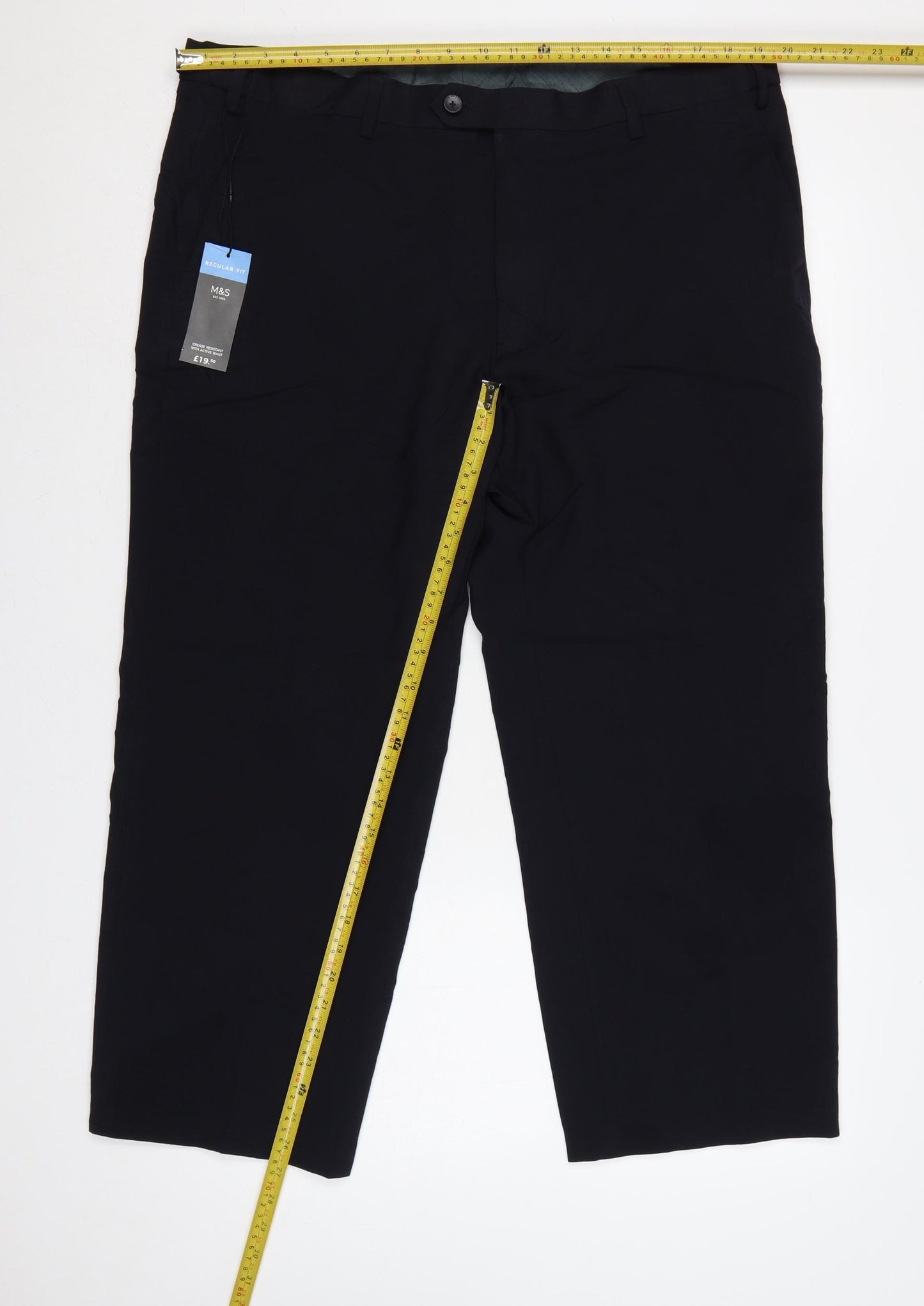 Marks and Spencer Men Blue 40 Regular Fit Formal Trousers 40W 31L