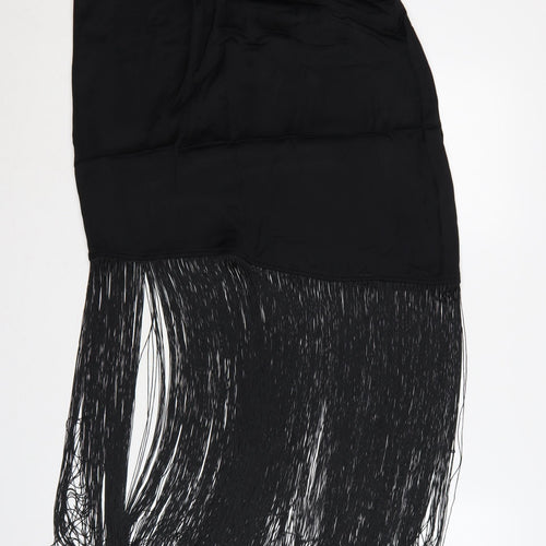 M&S Women Black UK 14 Regular Asymmetric Fringe Wrap Skirt