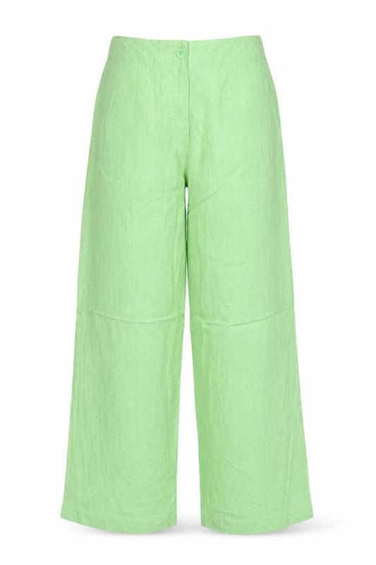 Front view of Marks & Spencer Women’s Green UK 10 Regular Linen Wide-Leg Trousers