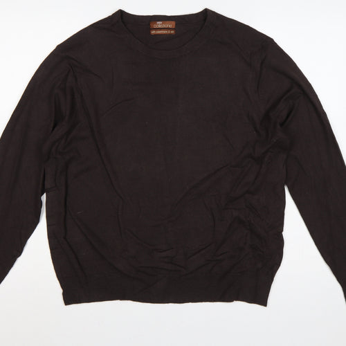 Marks and Spencer Men Brown L Cashmere Silk Crew Neck Pullover Jumper