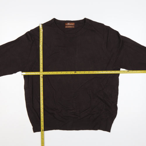 Marks and Spencer Men Brown L Cashmere Silk Crew Neck Pullover Jumper