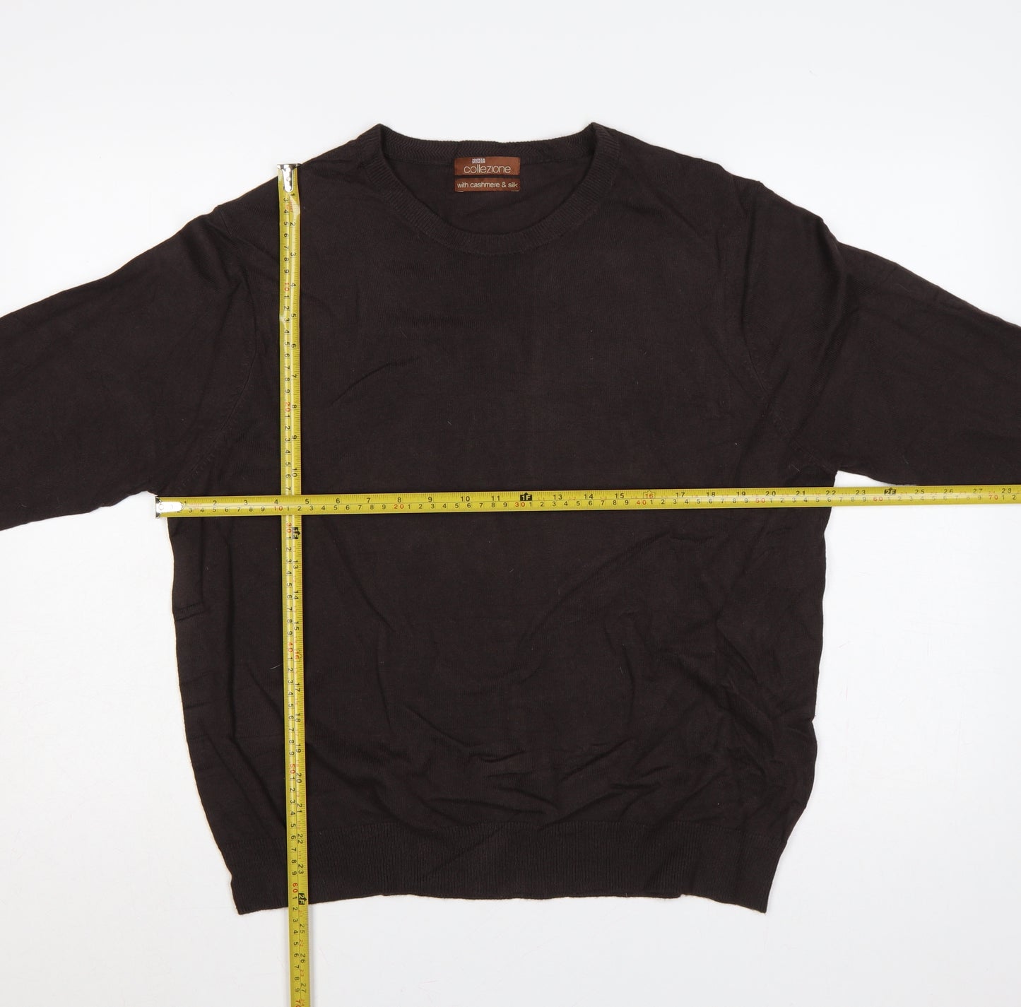 Marks and Spencer Men Brown L Cashmere Silk Crew Neck Pullover Jumper