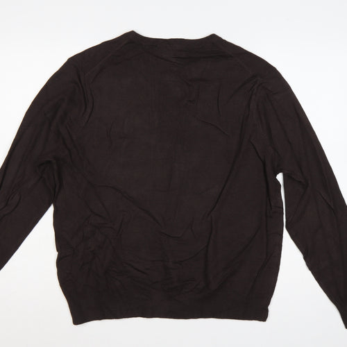 Marks and Spencer Men Brown L Cashmere Silk Crew Neck Pullover Jumper