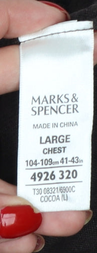 Marks and Spencer Men Brown L Cashmere Silk Crew Neck Pullover Jumper