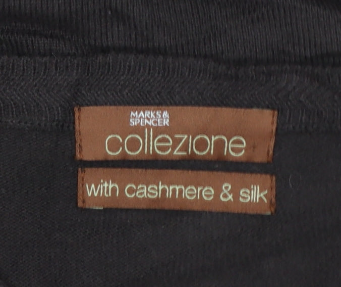 Marks and Spencer Men Brown L Cashmere Silk Crew Neck Pullover Jumper