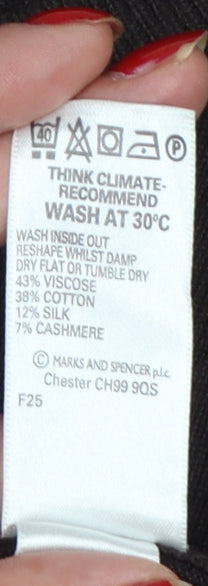 Marks and Spencer Men Brown L Cashmere Silk Crew Neck Pullover Jumper