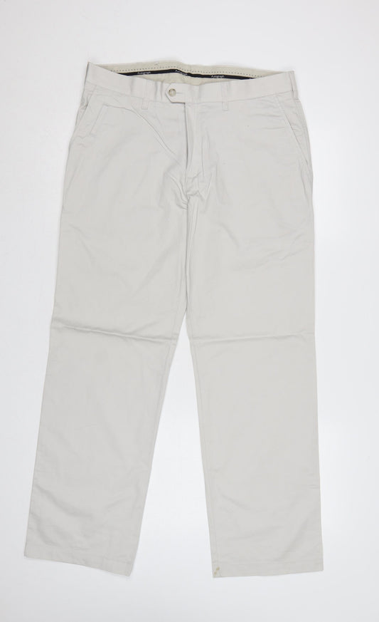 M&S Autograph Men’s White Cotton Chino Trousers W34 L29 Straight