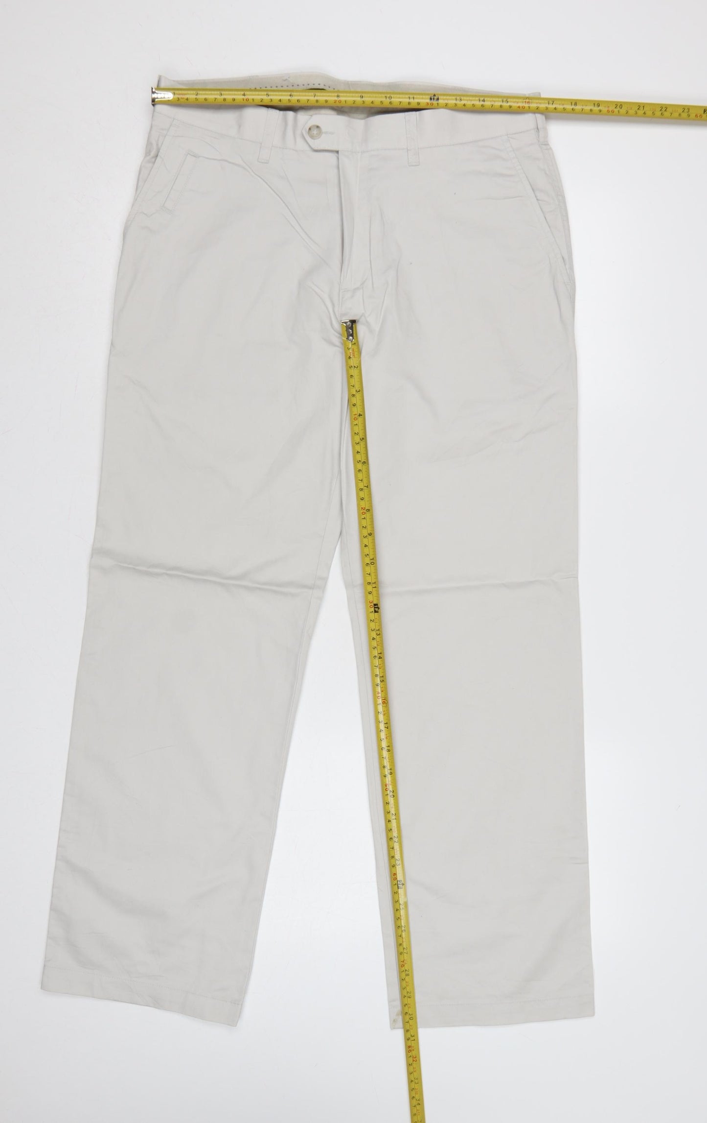 M&S Autograph Men’s White Cotton Chino Trousers W34 L29 Straight