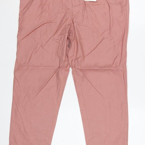 ASOS Women’s Pink UK 12 Linen Blend Pleated Tapered Trousers