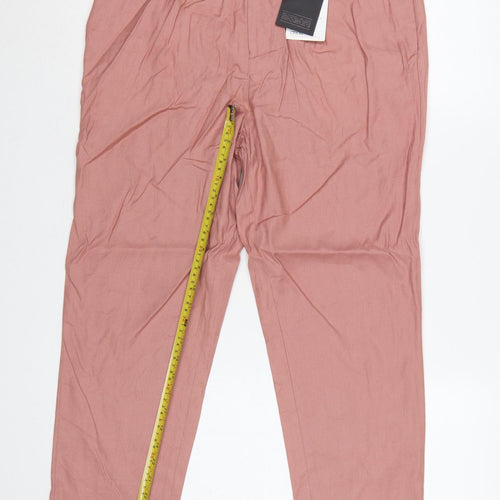 ASOS Women’s Pink UK 12 Linen Blend Pleated Tapered Trousers