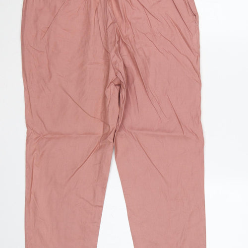 ASOS Women’s Pink UK 12 Linen Blend Pleated Tapered Trousers