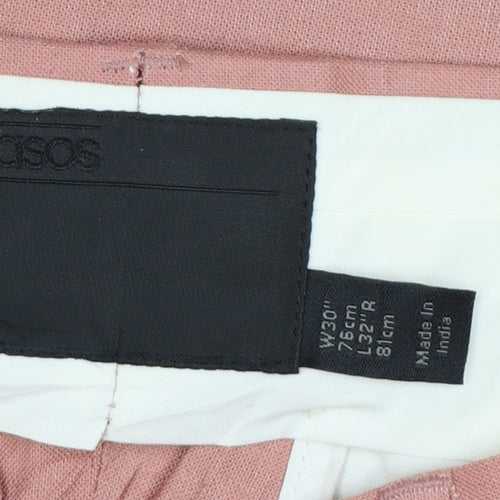 ASOS Women’s Pink UK 12 Linen Blend Pleated Tapered Trousers