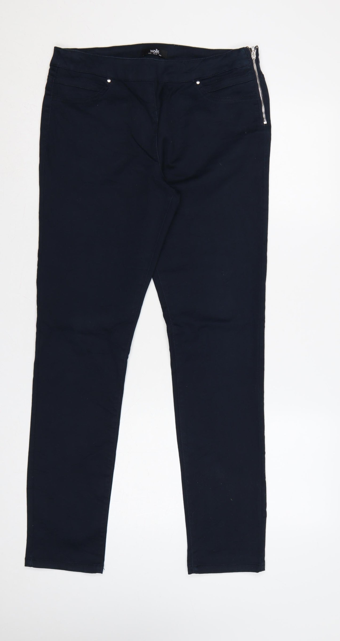 Wallis Women’s Blue UK 12 Slim Skinny Stretch Jeans Side Zip