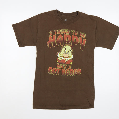 Hanes Men Brown S Disney Grumpy Happy Graphic Print T-Shirt