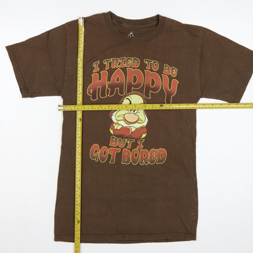 Hanes Men Brown S Disney Grumpy Happy Graphic Print T-Shirt