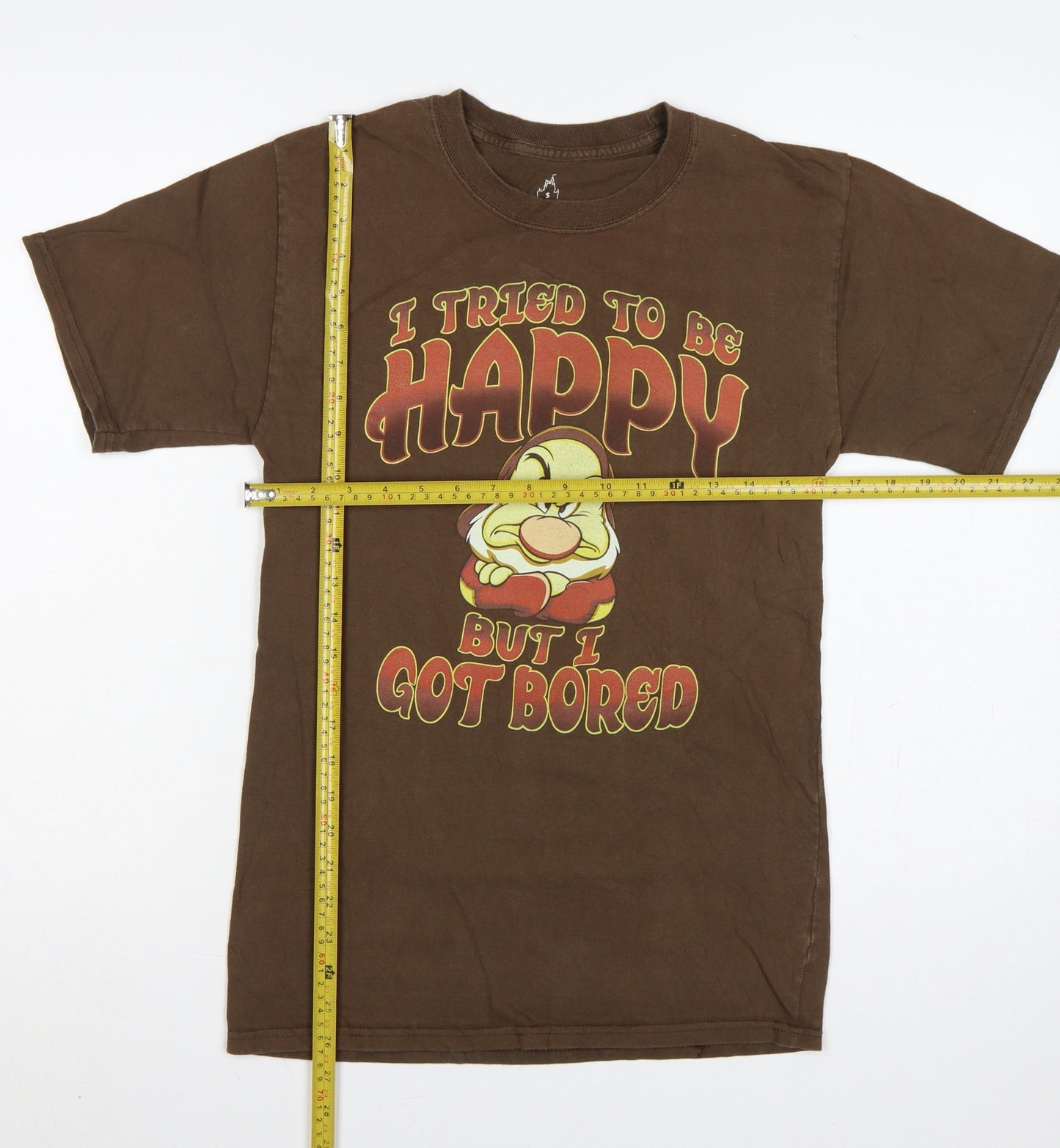Hanes Men Brown S Disney Grumpy Happy Graphic Print T-Shirt