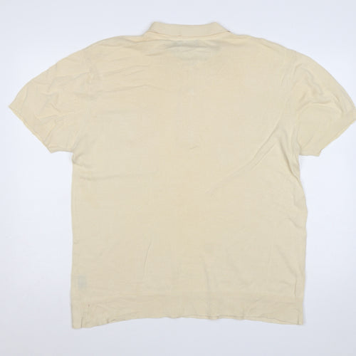 Sharpeye Men's Ivory Cotton Knit Polo Shirt XL Pocket Short Sleeve